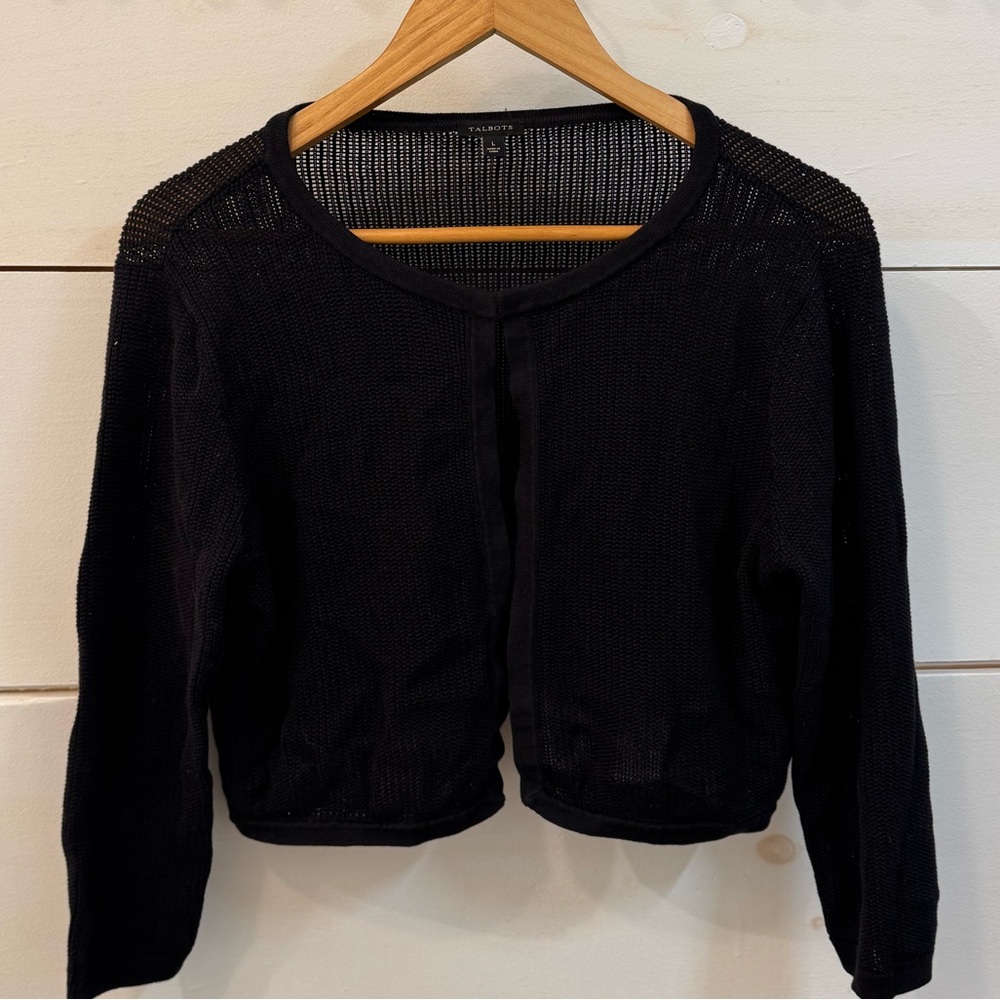 Talbots Black Open-Knit Sweater